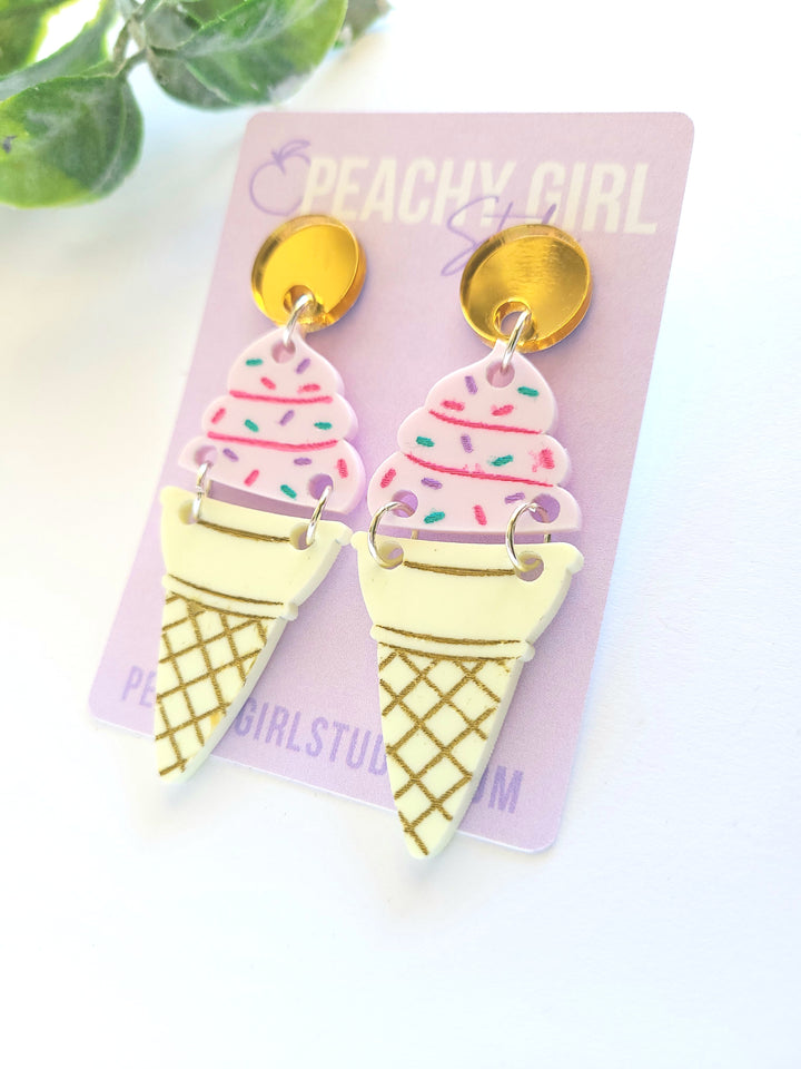 Ice Cream Cone Earrings [Hinged Version]- Digital Cut File
