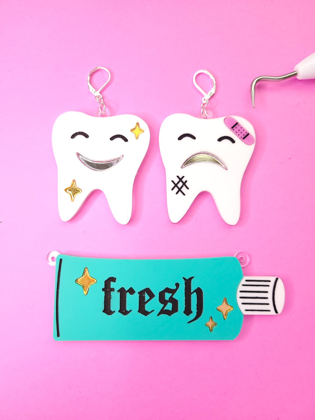 Teeth Earrings & Toothpaste Set