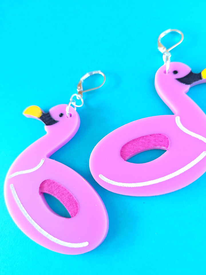 Flamingo Pool Float Earrings
