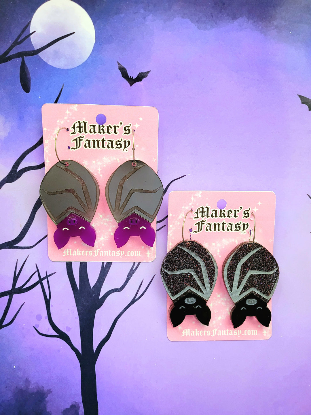 Sleeping Bat Earrings