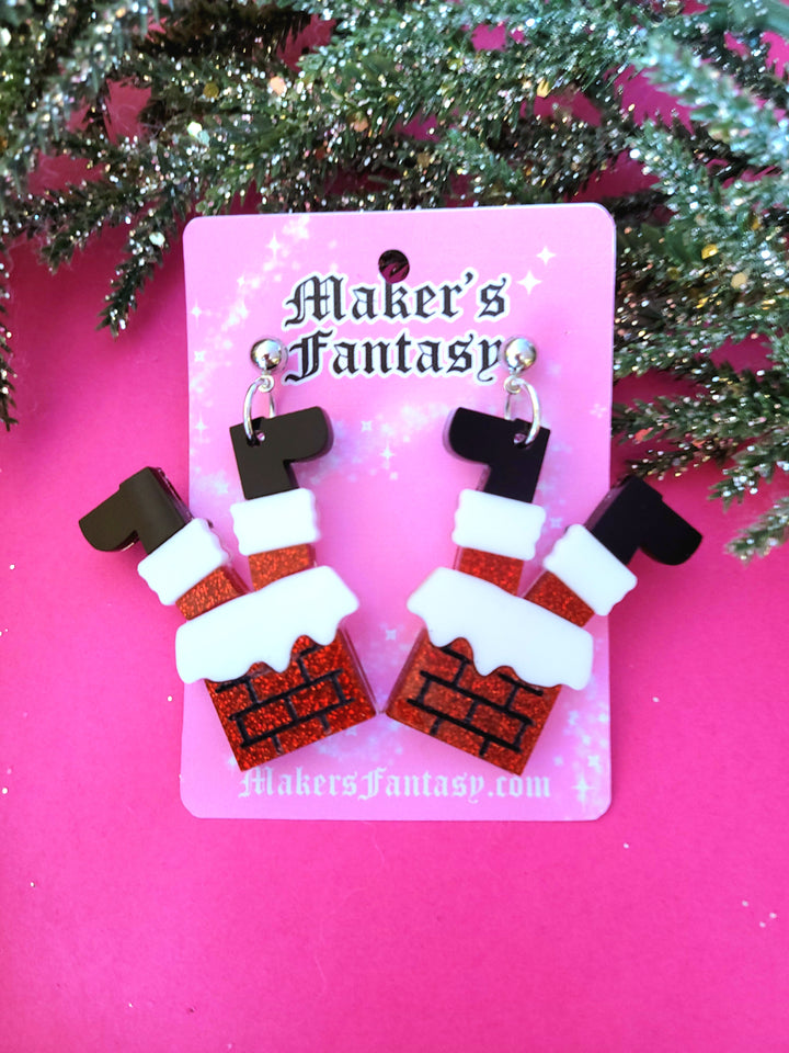 Santa in Chimney Earrings- Digital Cut File- Digital Cut File