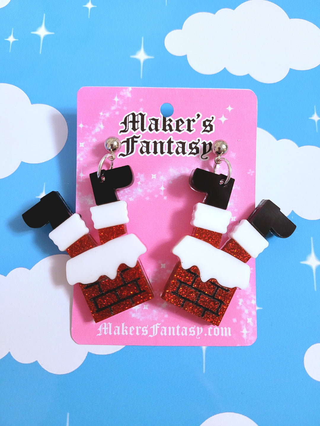 Santa in Chimney Earrings- Digital Cut File- Digital Cut File