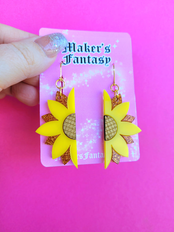 Half Sunflower Earrings