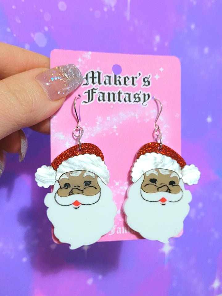 Vintage Santa Earrings- Digital Cut File- Digital Cut File