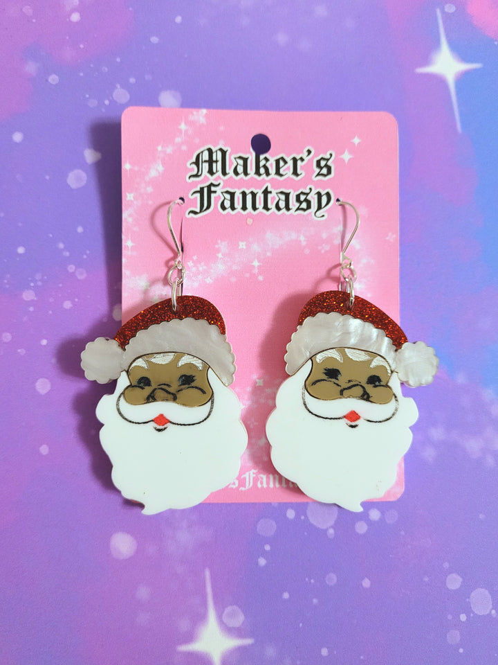 Vintage Santa Earrings- Digital Cut File- Digital Cut File