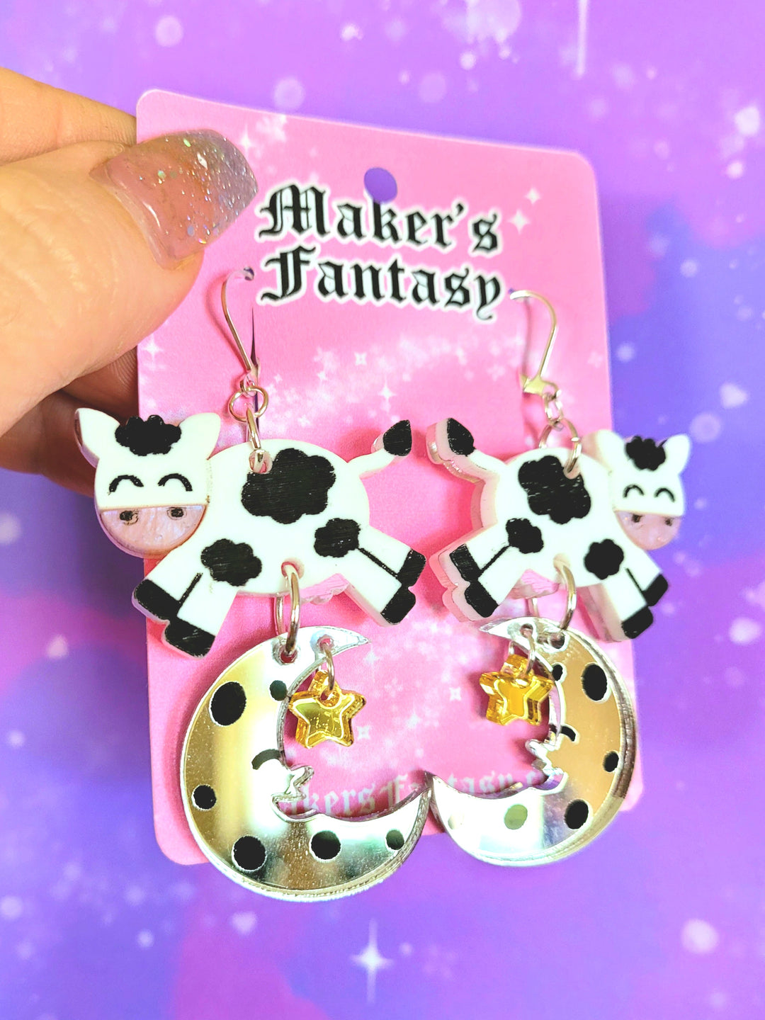 Cow Jumped Over Moon Earrings