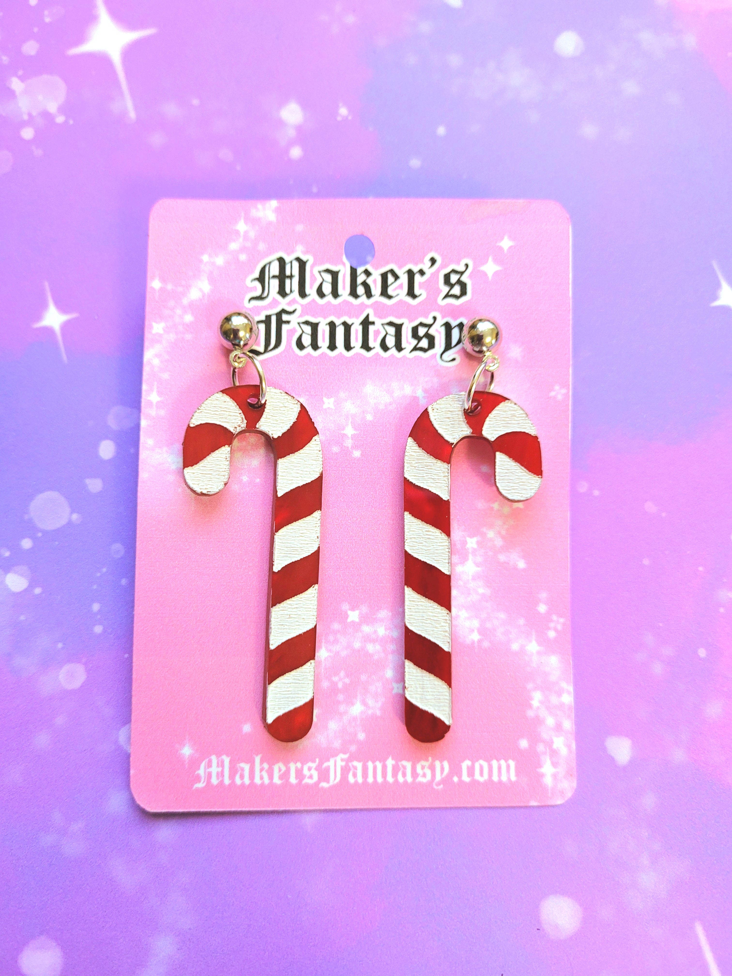Candy Cane Earrings Makers Fantasy 