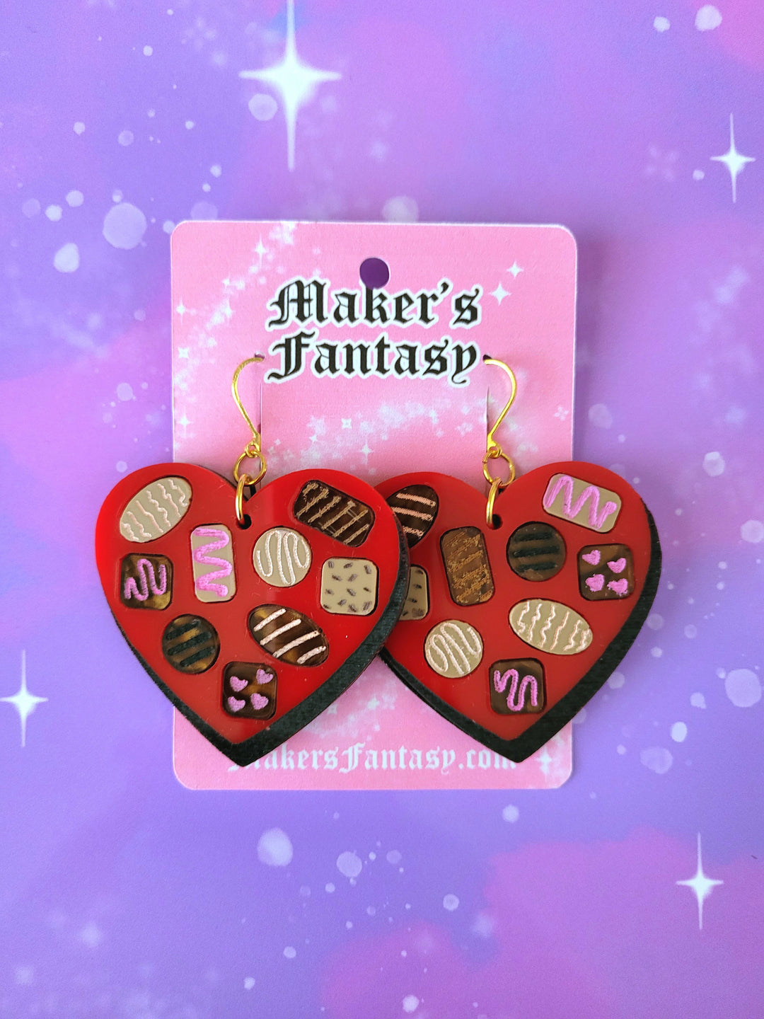 Heart Box of Chocolates Earrings- Digital Cut File- Digital Cut File