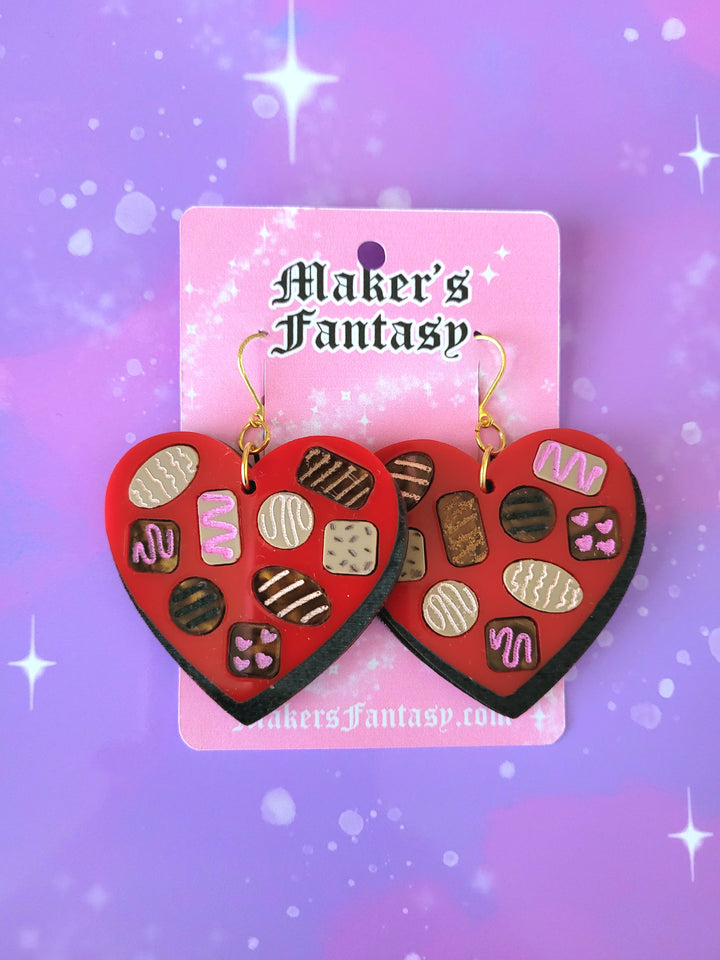 Heart Box of Chocolates Earrings- Digital Cut File- Digital Cut File