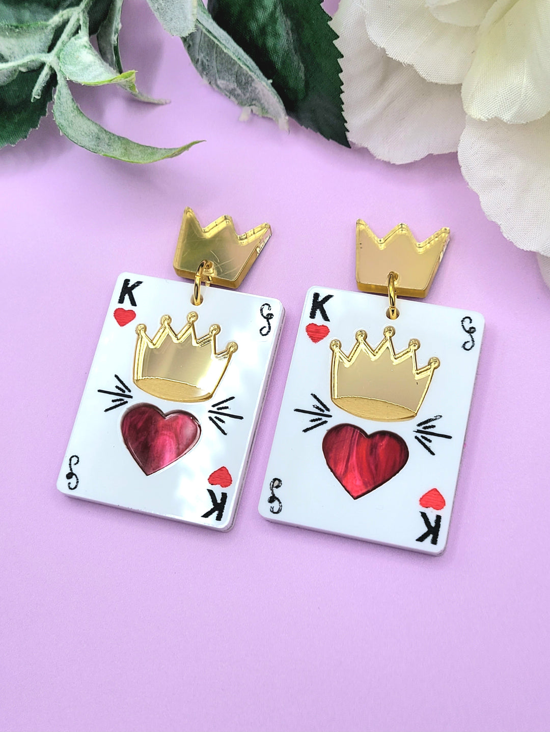 King of Hearts Playing Card Earrings