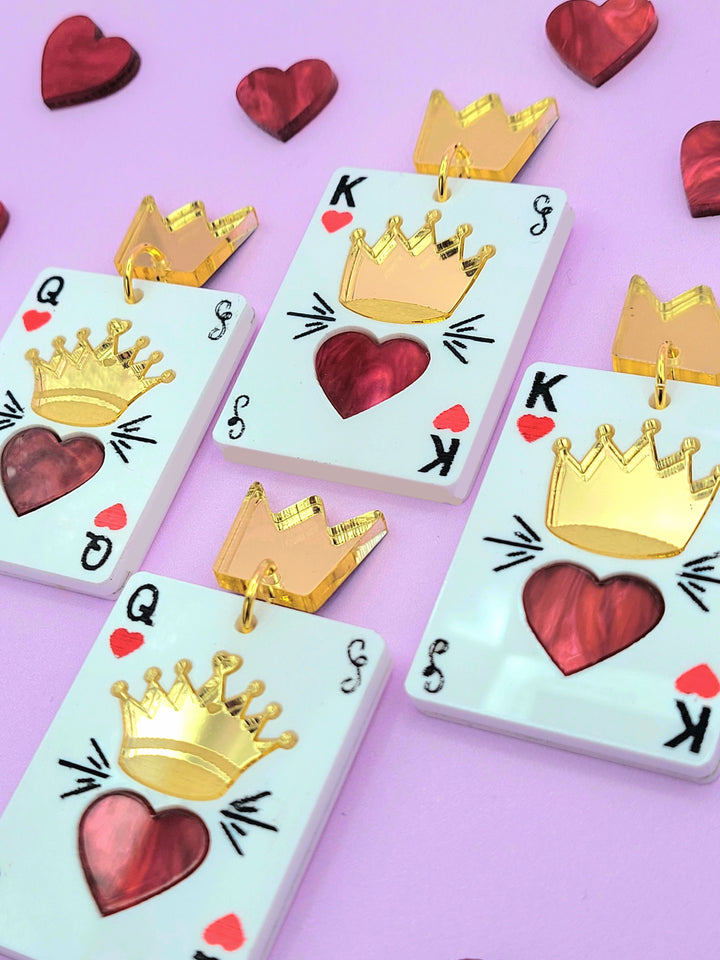 King & Queen of Hearts Earrings Set