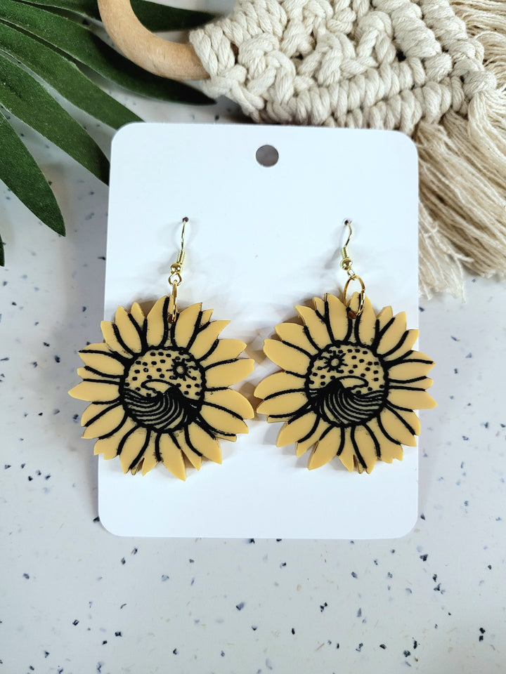 Beachy Sunflower Earrings- Digital Cut File