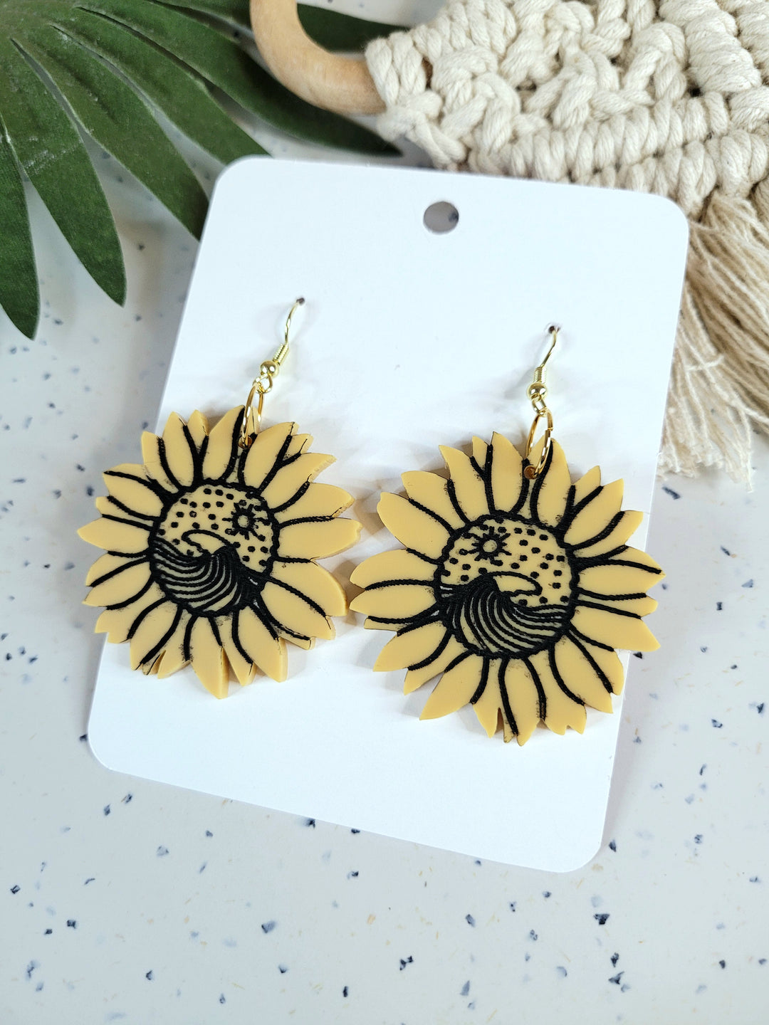 Beachy Sunflower Earrings- Digital Cut File