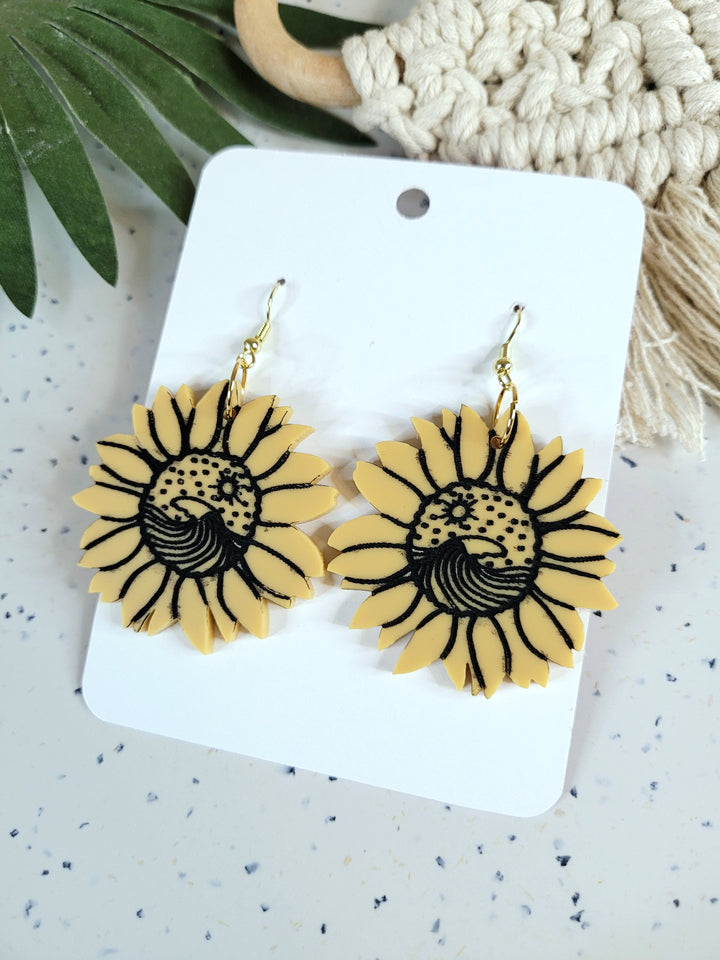 Beachy Sunflower Earrings- Digital Cut File