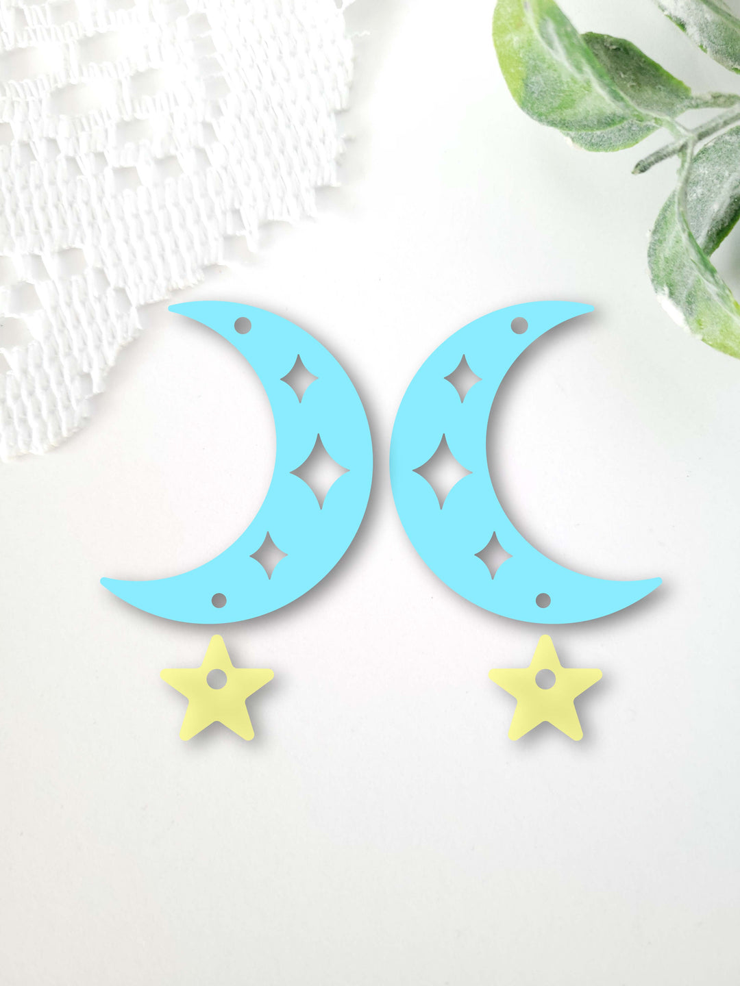 Moon and Star Earrings- Digital Cut File